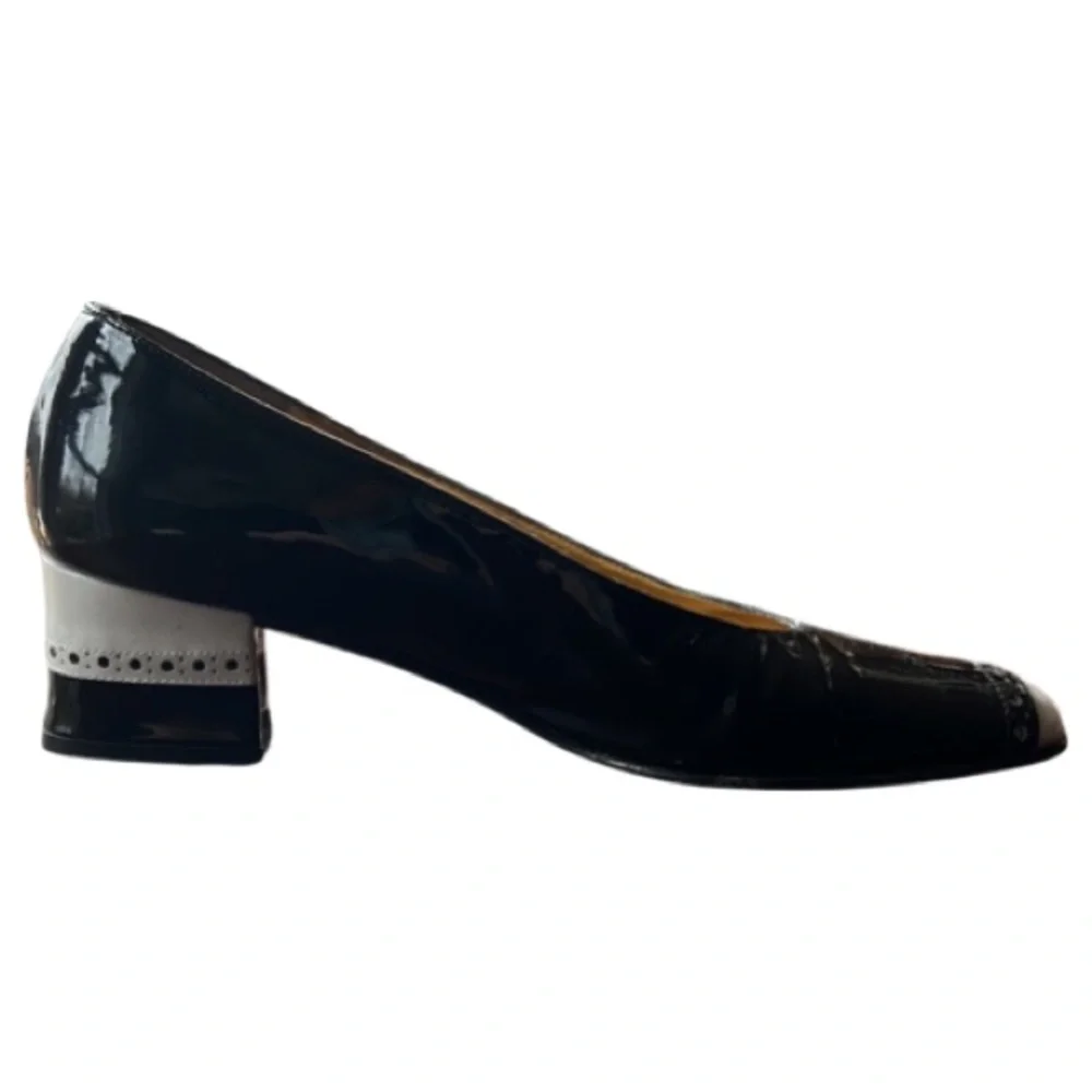 Timothy Hitsman Vintage Black White Patent Leather Pumps Size 6 M